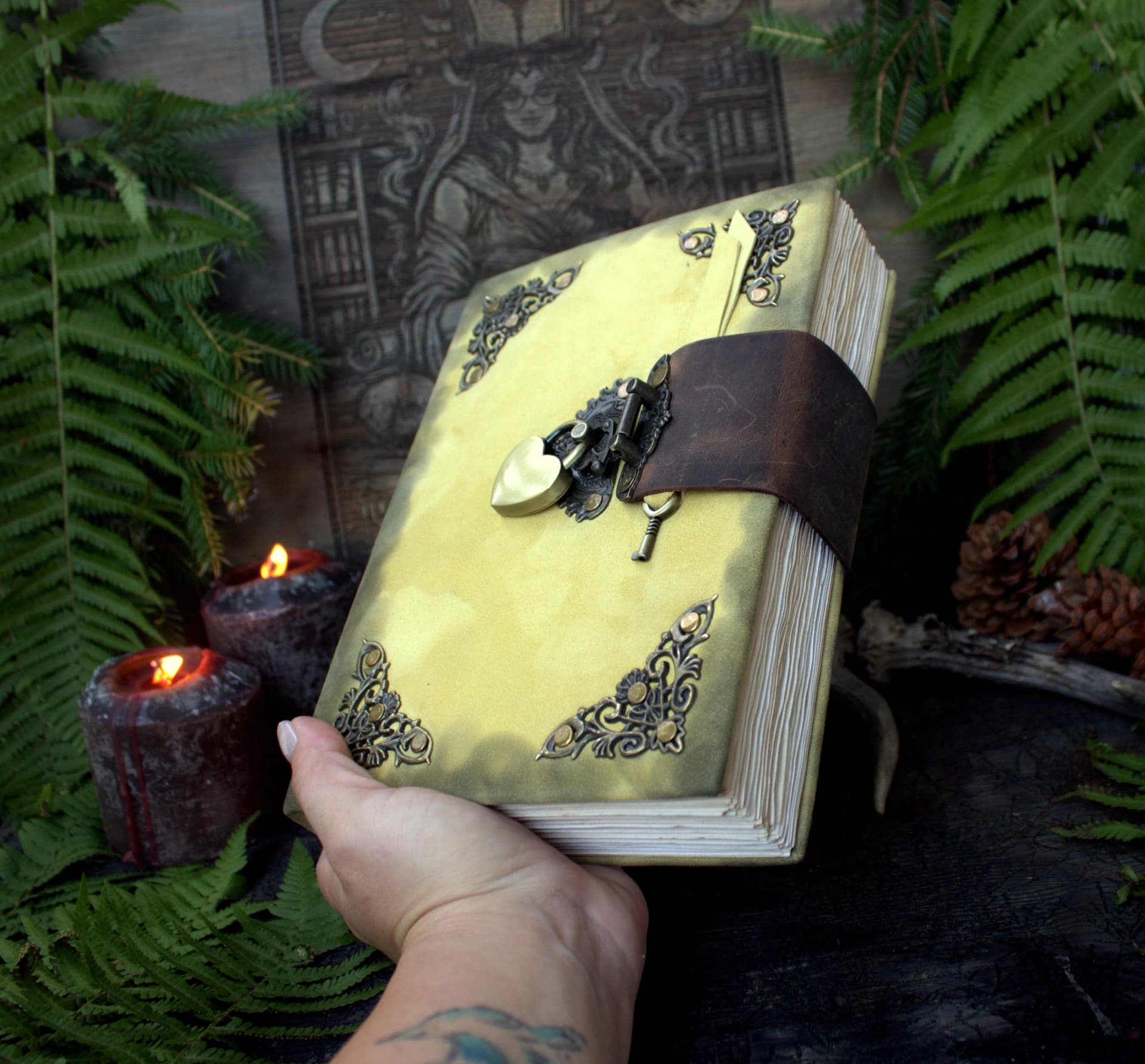 Practical Magic Book of Shadows – Handmade Grimoire  – 300 Blank Pages - wicca  book lock thumbnail 2