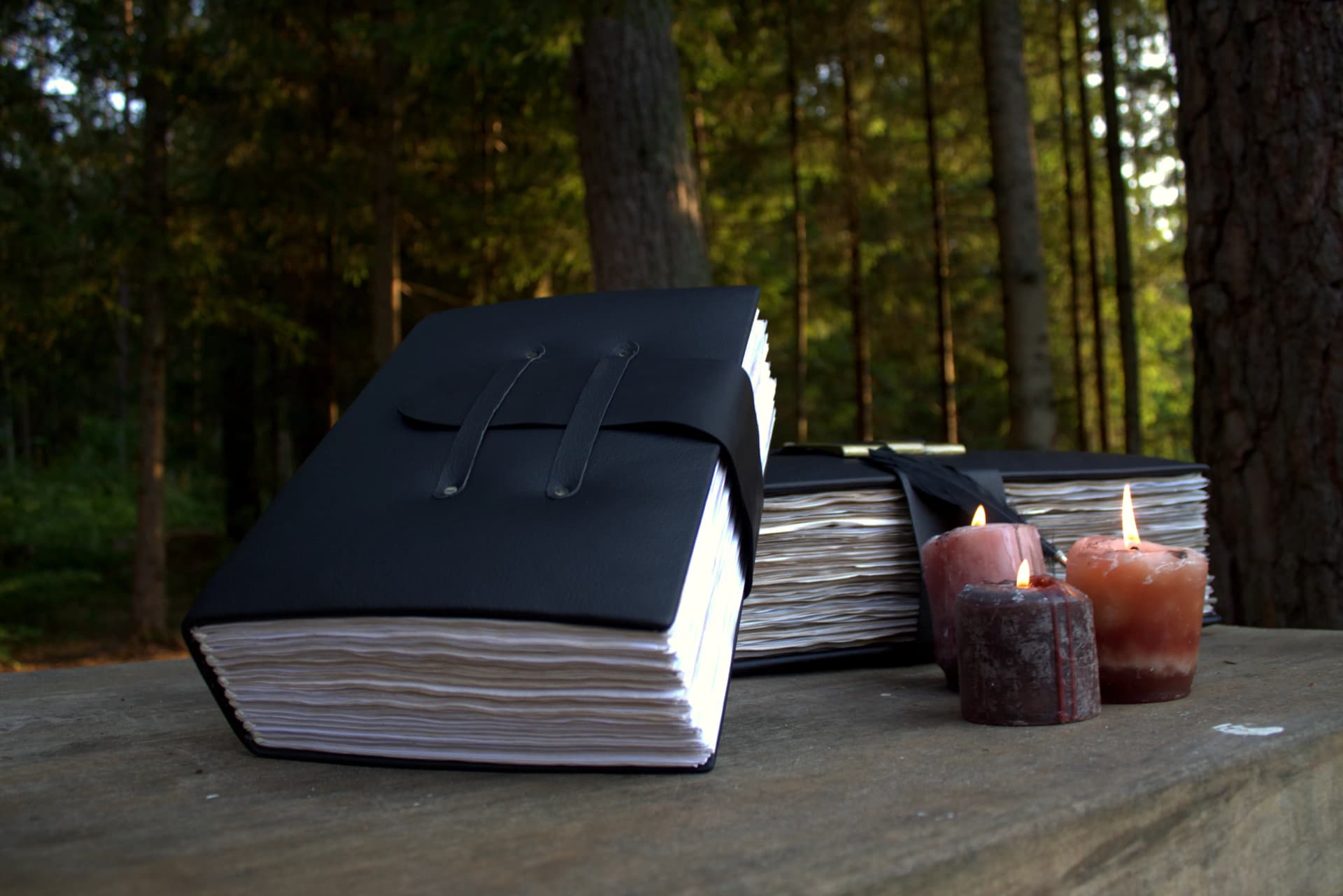 Handmade A4 black Leather Grimoire, Medieval Book of Shadows, Fantasy Spell Book thumbnail 9