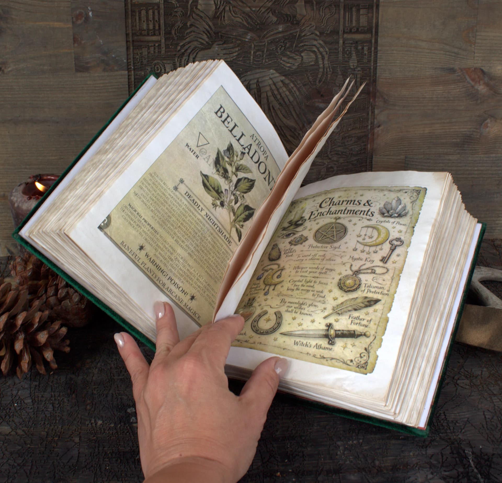 Handmade Velvet Grimoire, A5 Recipe Witch Journal, Spell Book, Book of Shadows thumbnail 9
