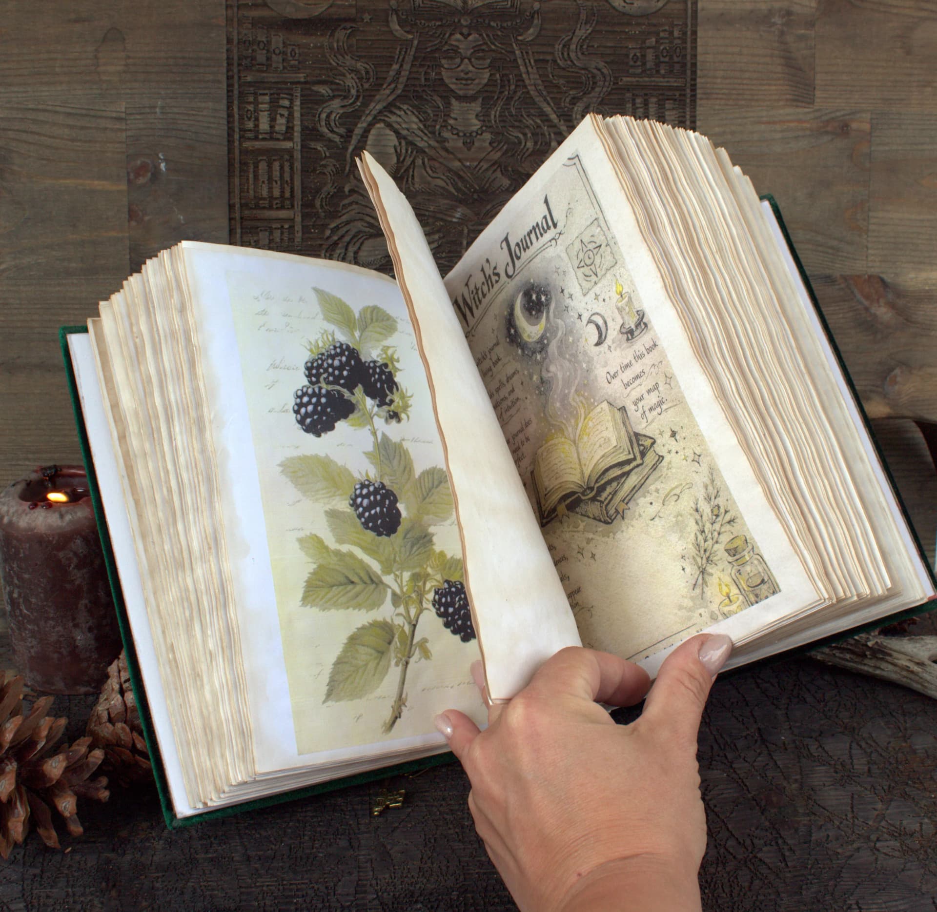 Handmade Velvet Grimoire, A5 Recipe Witch Journal, Spell Book, Book of Shadows thumbnail 10