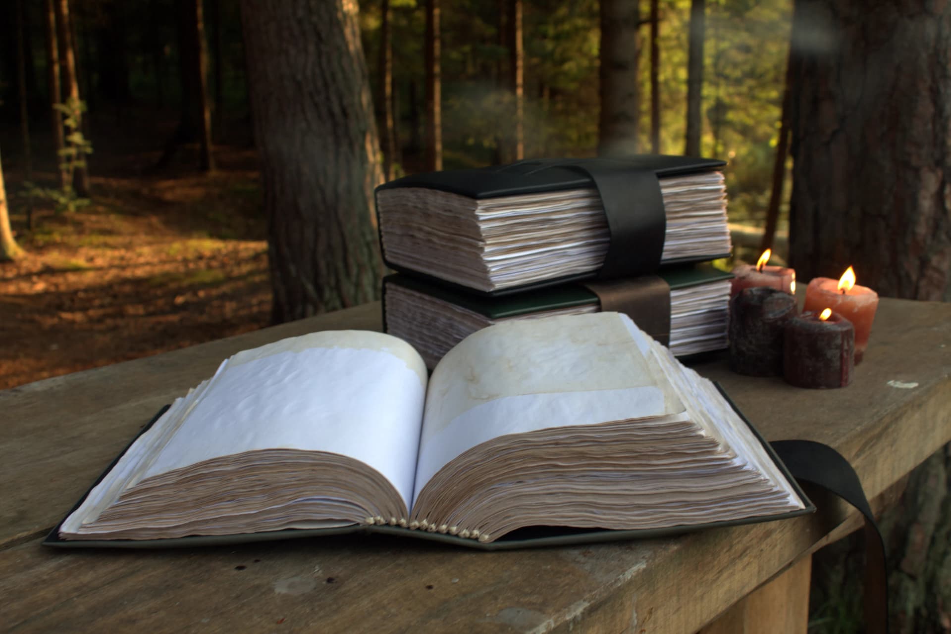 Handmade A4 black Leather Grimoire, Medieval Book of Shadows, Fantasy Spell Book thumbnail 3