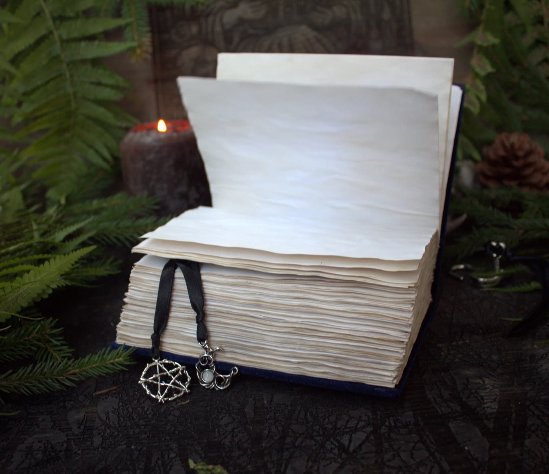Handmade Velvet Witch Journal ,Grimoire blank Spell Book mini , A6 moon Magic Notebook thumbnail 7