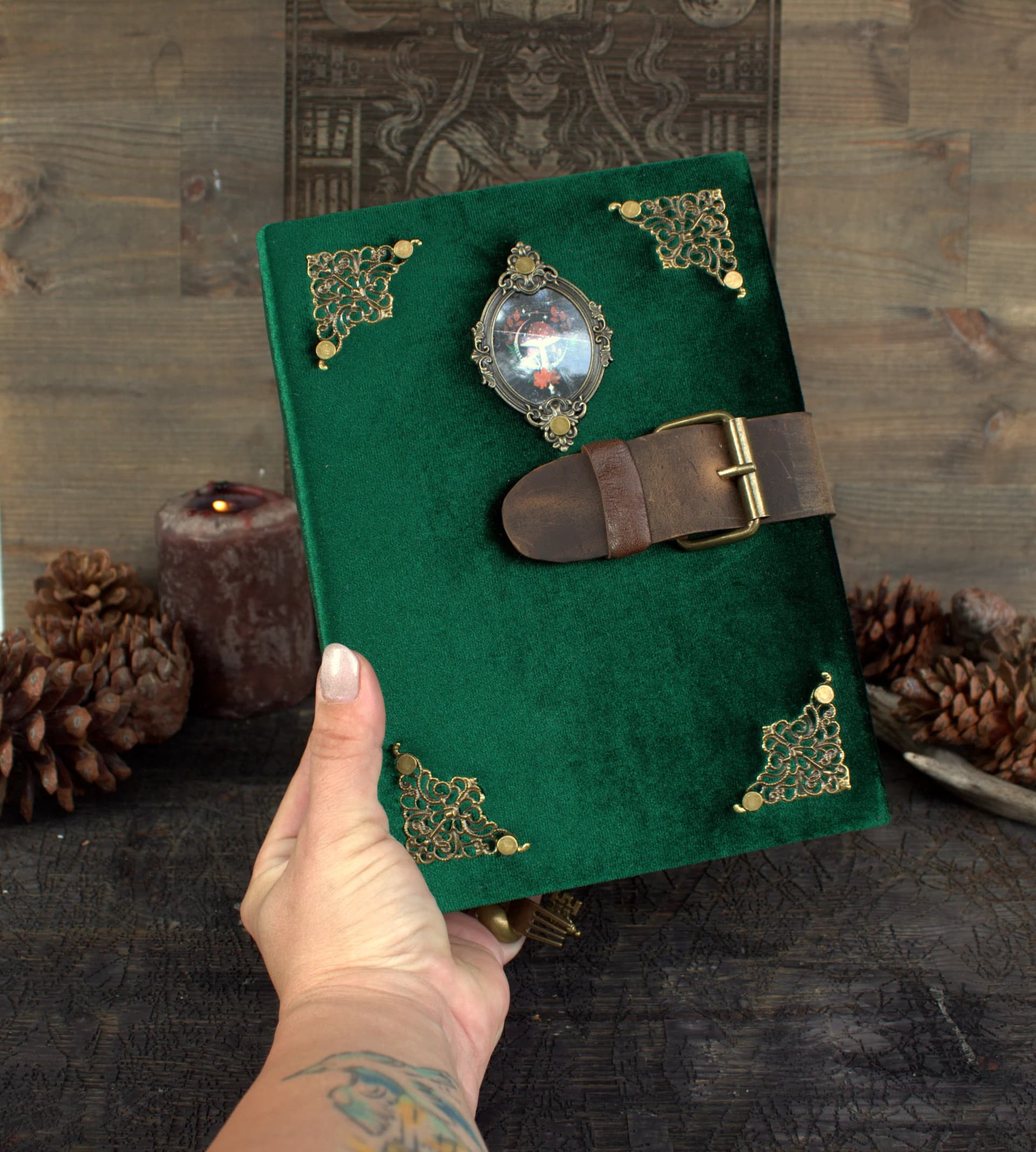 Handmade Velvet Grimoire, A5 Recipe Witch Journal, Spell Book, Book of Shadows thumbnail 4