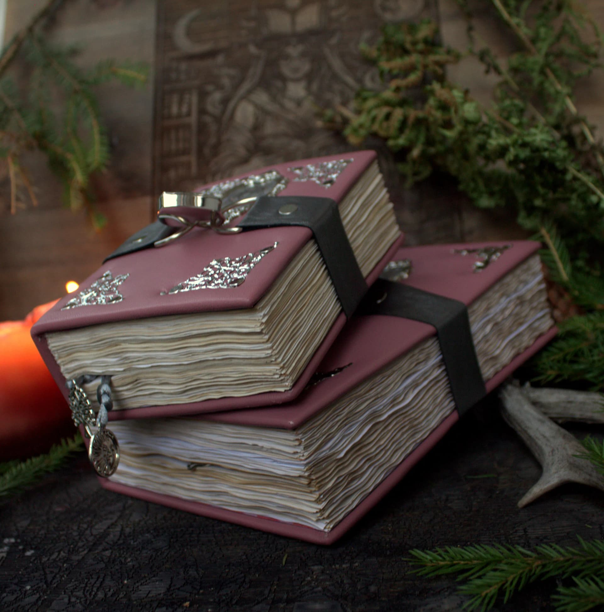 Practical magic Pink Leather Grimoire | Amethyst Spell Book with Heart Lock | Romantic Occult Gift thumbnail 9
