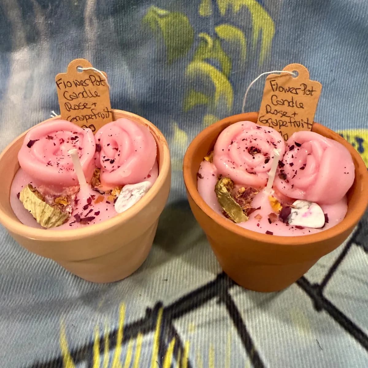 Rose and Grapefruit Flower Pot Candles - Image 1