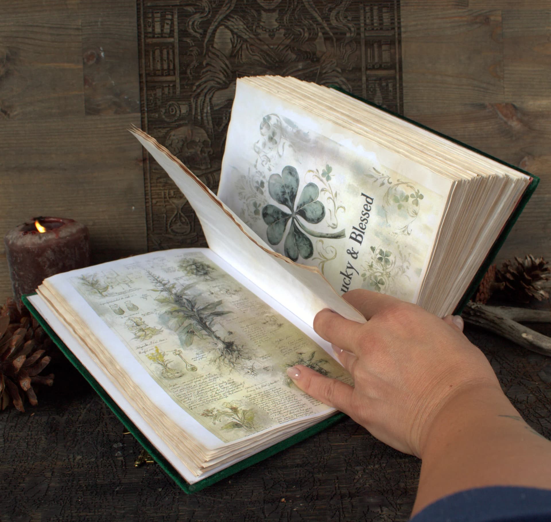 Handmade Velvet Grimoire, A5 Recipe Witch Journal, Spell Book, Book of Shadows thumbnail 7