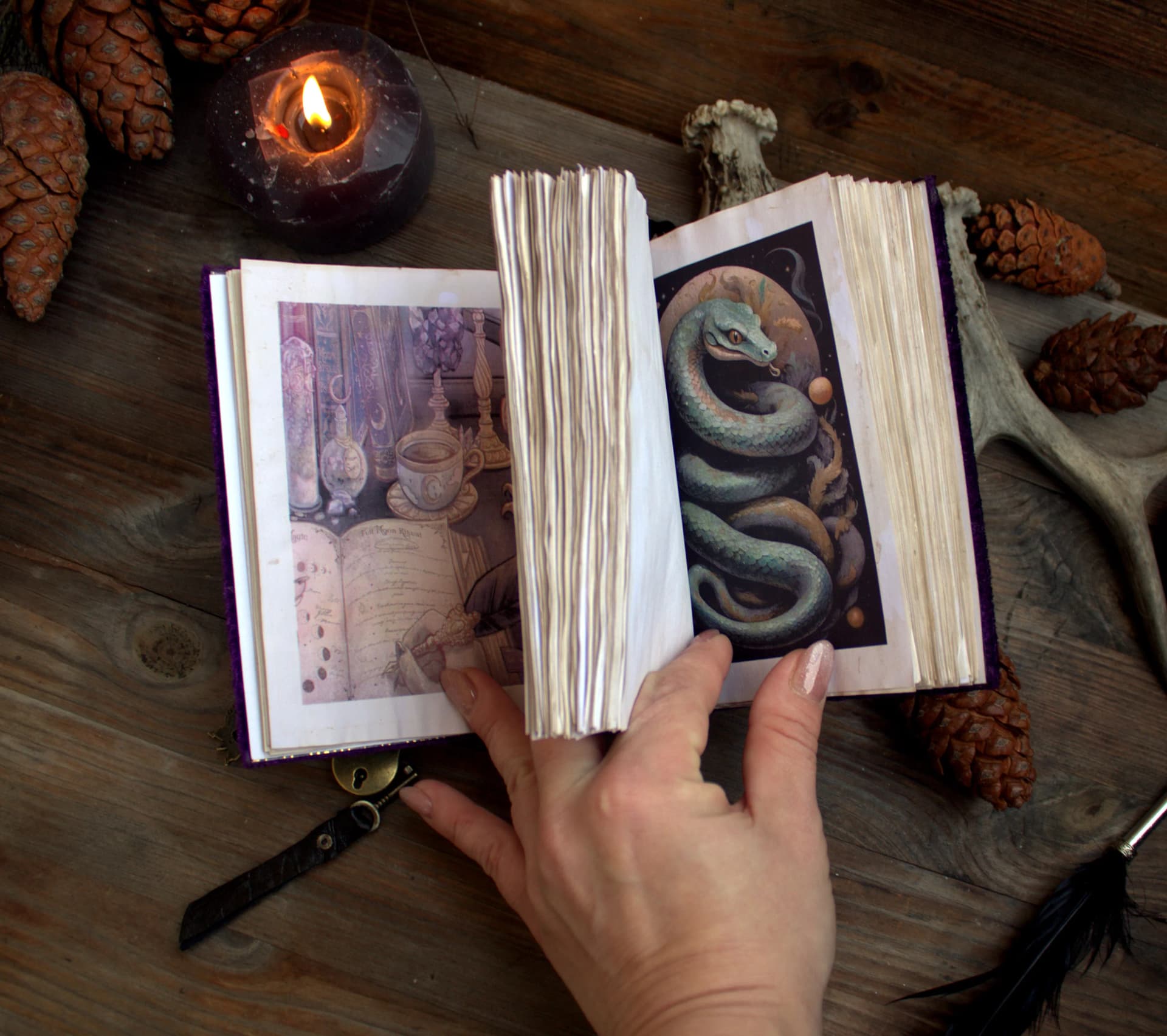Handmade Velvet Witch Journal | Grimoire, Spell Book, A6 Forest Magic Notebook thumbnail 4