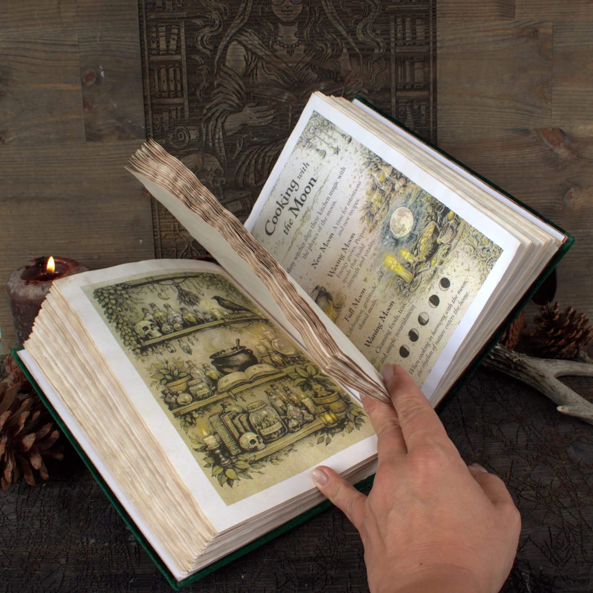 Handmade Velvet Grimoire, A5 Recipe Witch Journal, Spell Book, Book of Shadows thumbnail 8