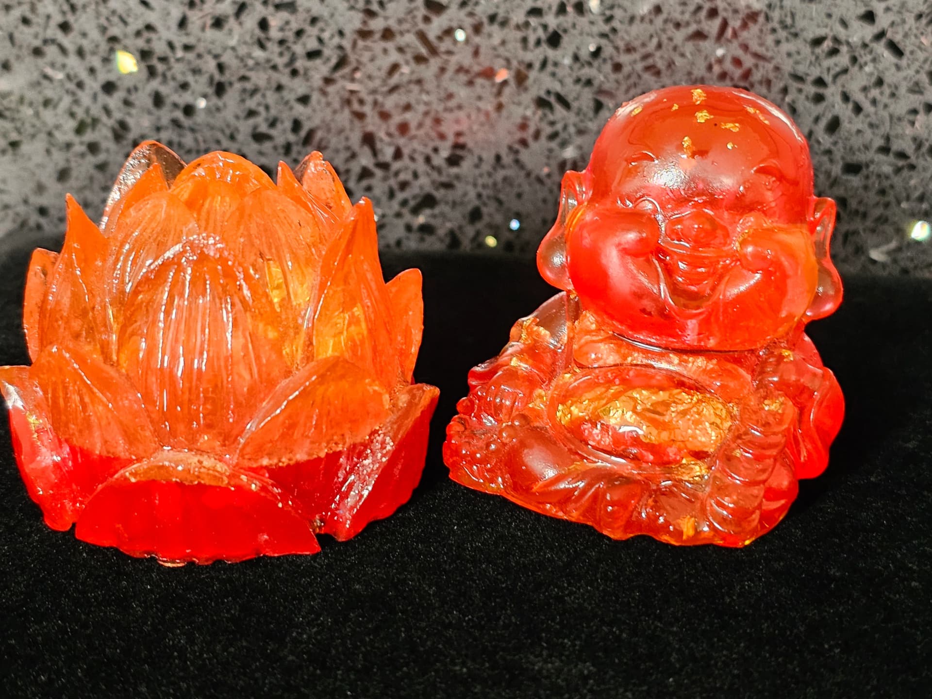 Golden Luck Buddha and Lotus - Image 1